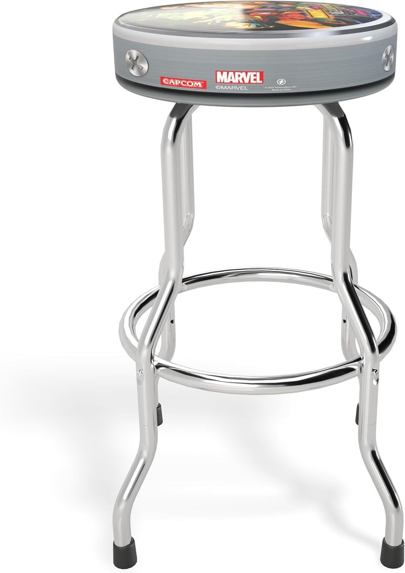 Arcade1Up Officially Licensed Adjustable Stool with Chrome-Plated Steel Frame and High-Density Foam Padding for Supreme Gaming Comfort (Marvel VS Capcom 2) - Image 3